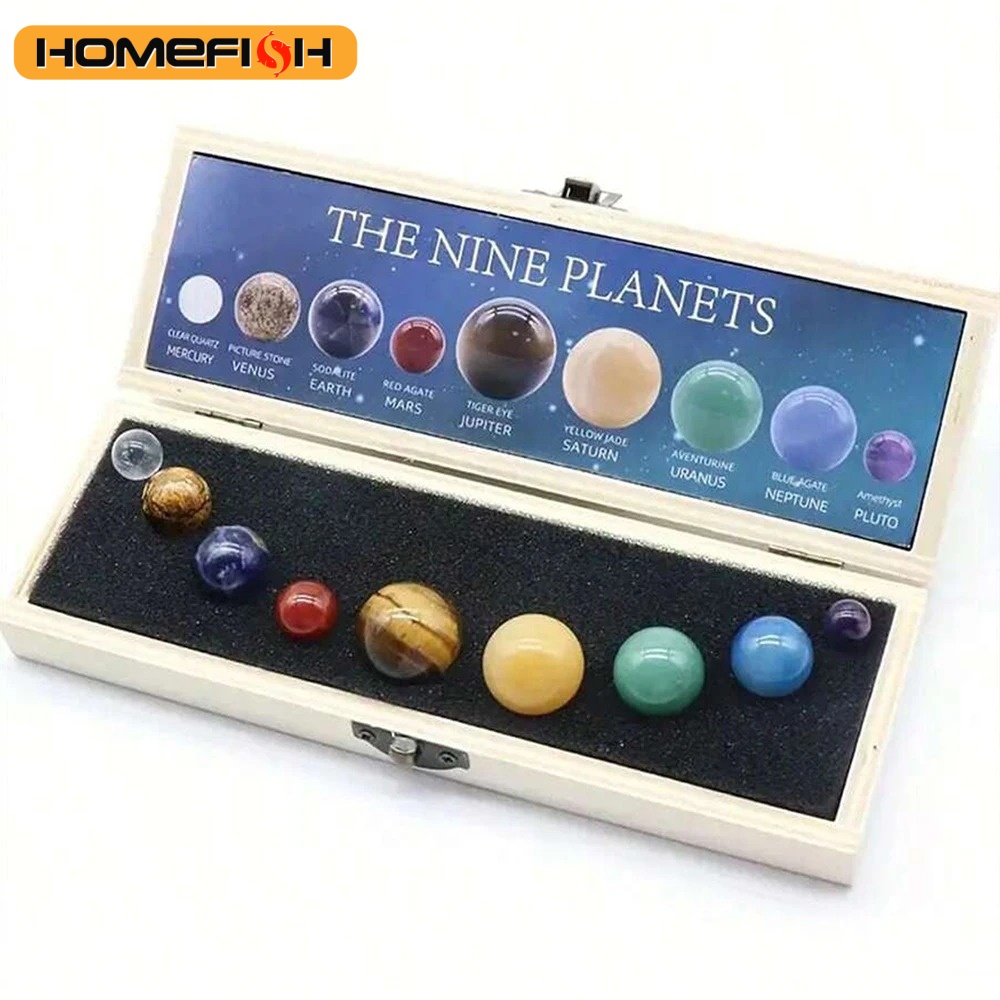 Solar System Model - مجموعة كرات كريستالية طبيعية للنظام الشمسي،