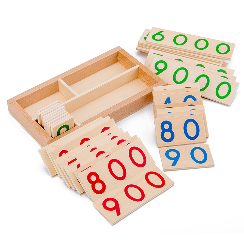 Math Manipulative Set - بطاقة أرقام خشبية 1-9000 بطاقة تعلم
