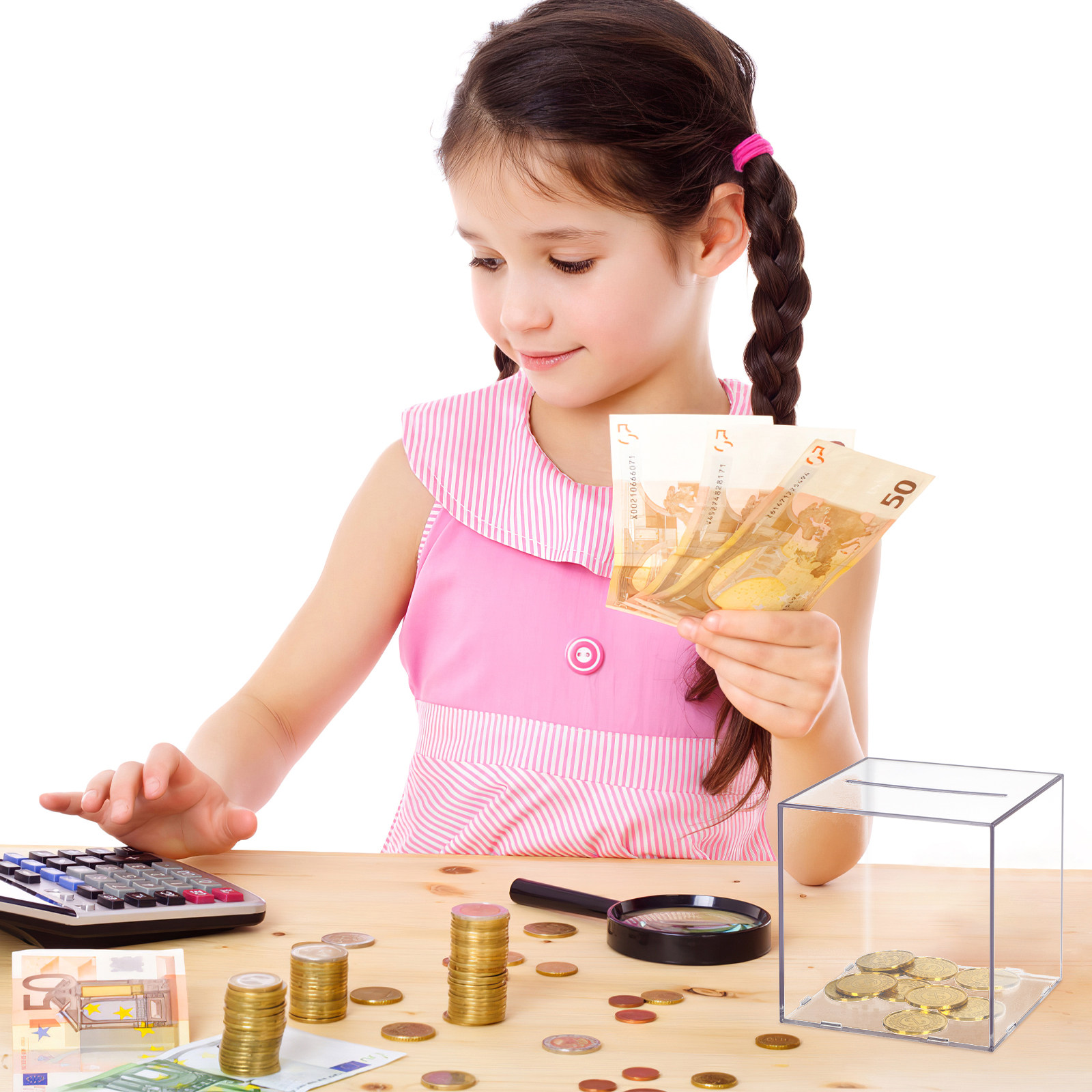 Kids Education Savings - صندوق توفير شفاف من الأكريليك للأطفال،