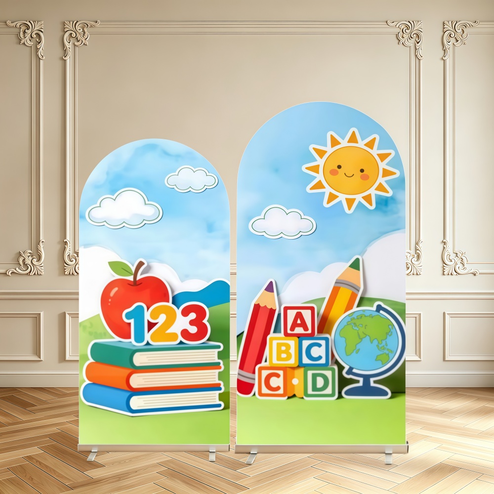 Background For Kids Education - غطاء خلفية قوس مزدوج الجوانب للعودة