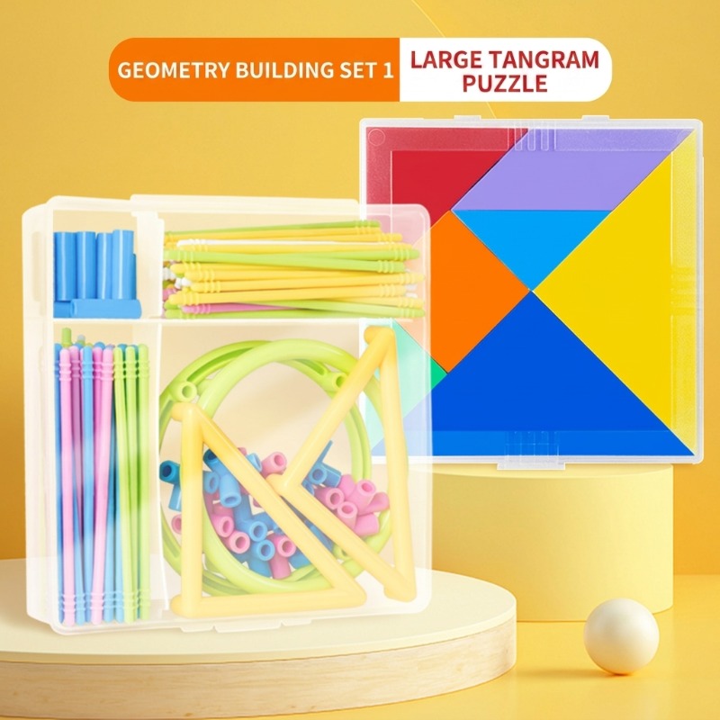 مجموعة بناء الأشكال الهندسية ل - مراجعة Math Manipulative Set وسعره