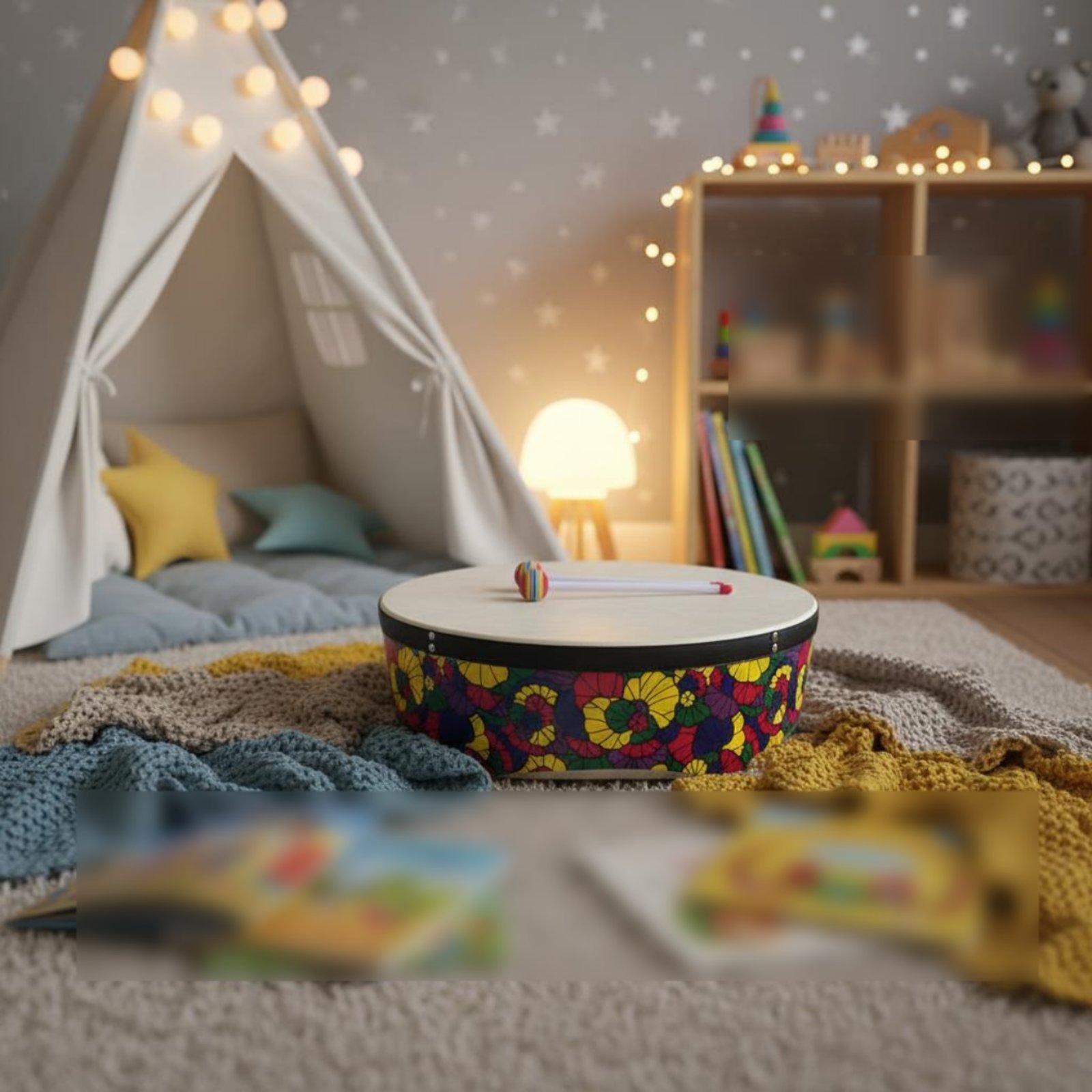 طبل أرضي خشبي للأطفال مقاس 22  - مراجعة Kids Education Group وسعره